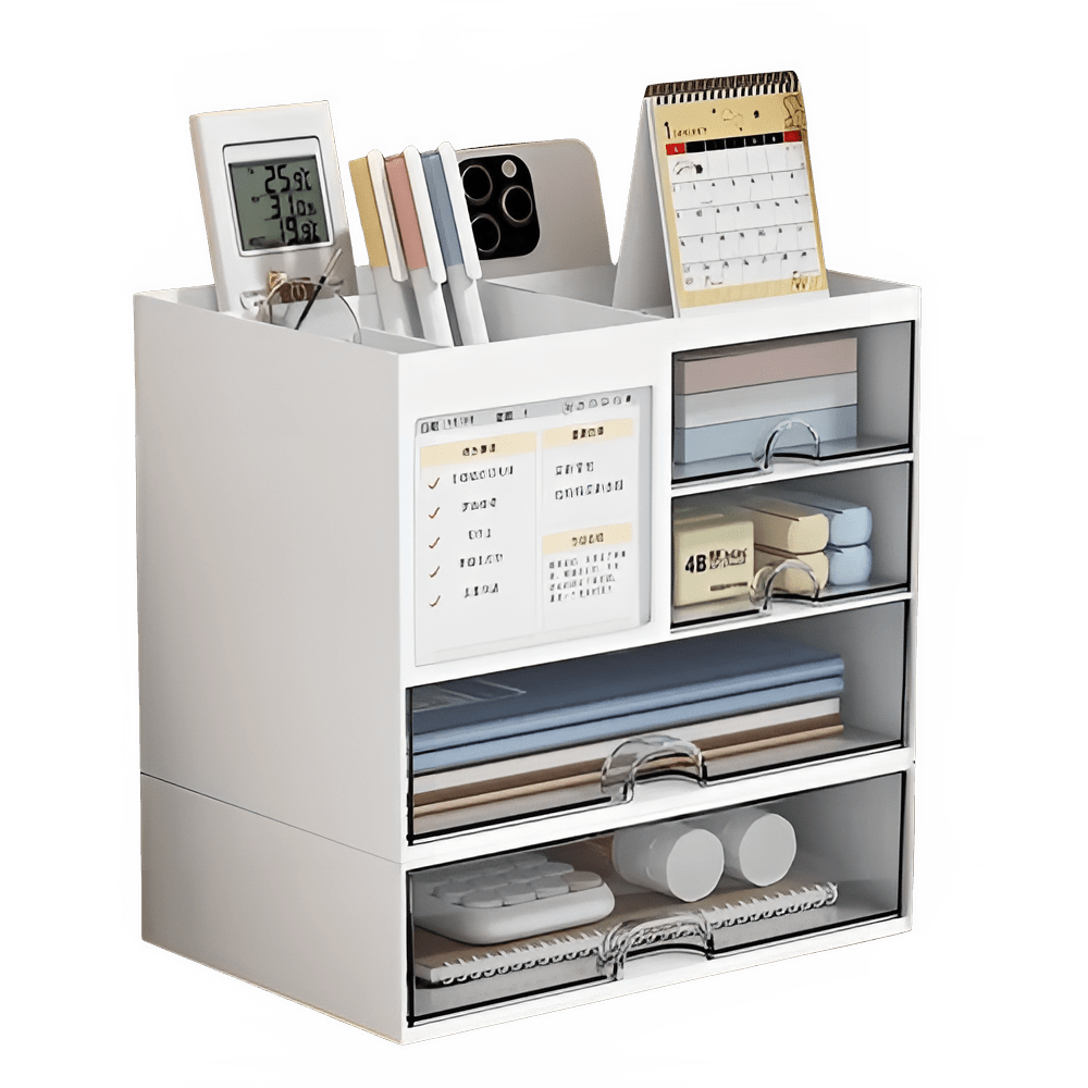 Desktop Drawer Organizer with Partitioned Stationery Storage - The Reset Cart