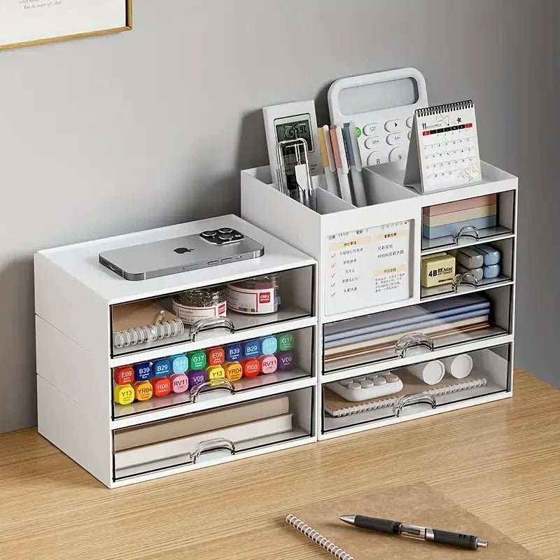 Desktop Drawer Organizer with Partitioned Stationery Storage - The Reset Cart