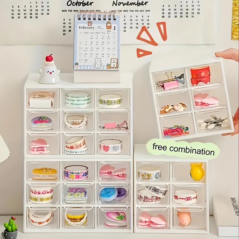 Multi - Grid Desktop Drawer Organizer for Jewelry and Cosmetics - The Reset Cart